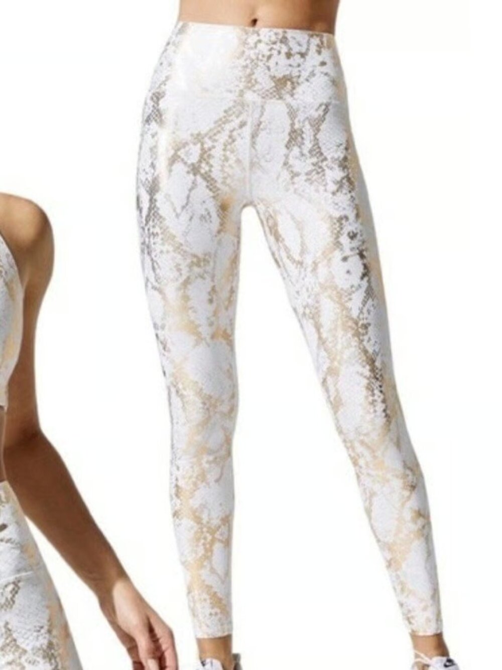 CARBON38 Snakeskin print gold foil workout set leggins & bra Medium - Picture 4 of 6